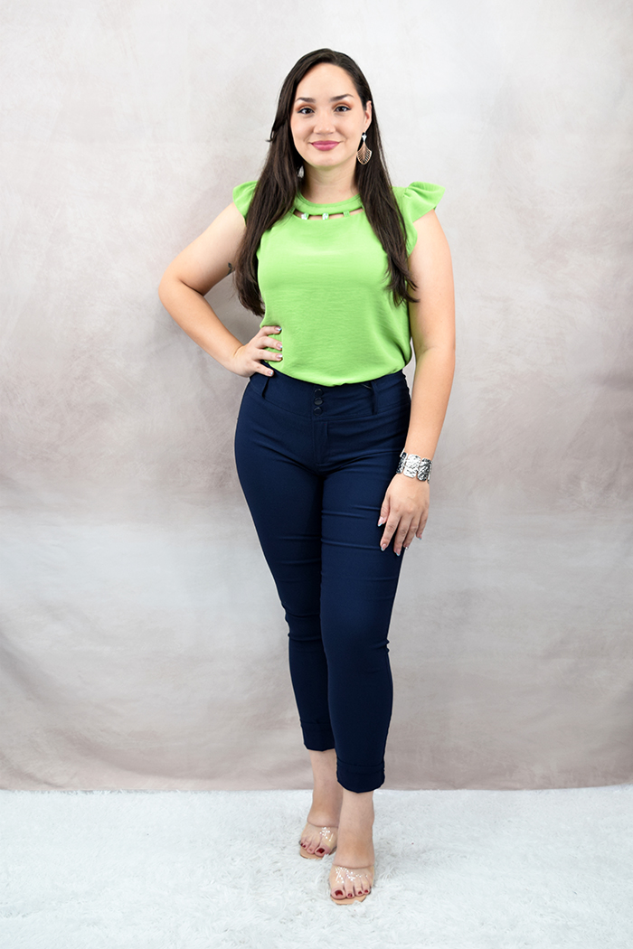 Ruffle Sleeve Round Neck Blouse