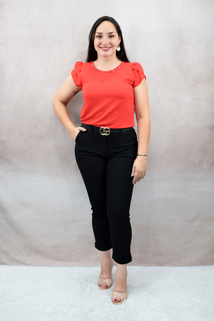 Short Sleeve Round Neck Blouse