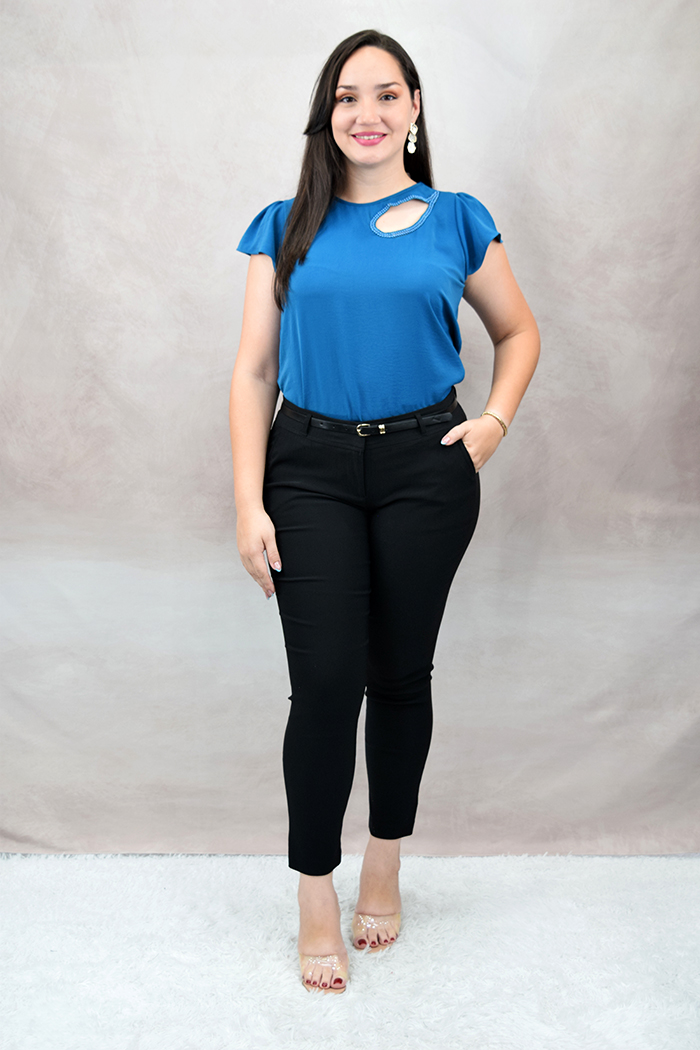 Short Sleeve Round Neck Blouse